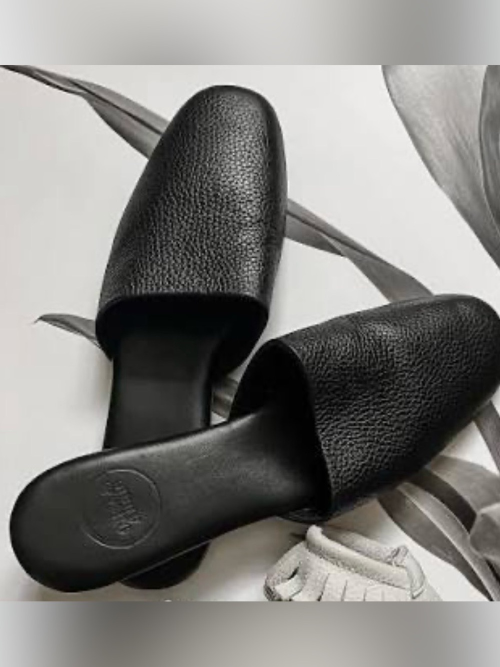 Black Leather Slide Mules - Women's Casual Slip-On